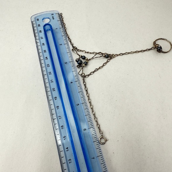 Sterling Silver Slave Bracelet Hand Chain Hematite Beads Ring Belly Dancer - Picture 8 of 9